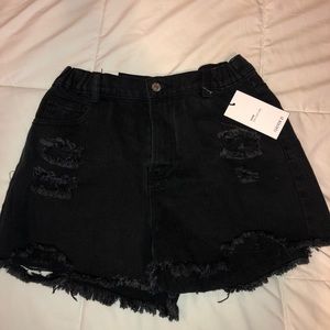 Black denim shorts